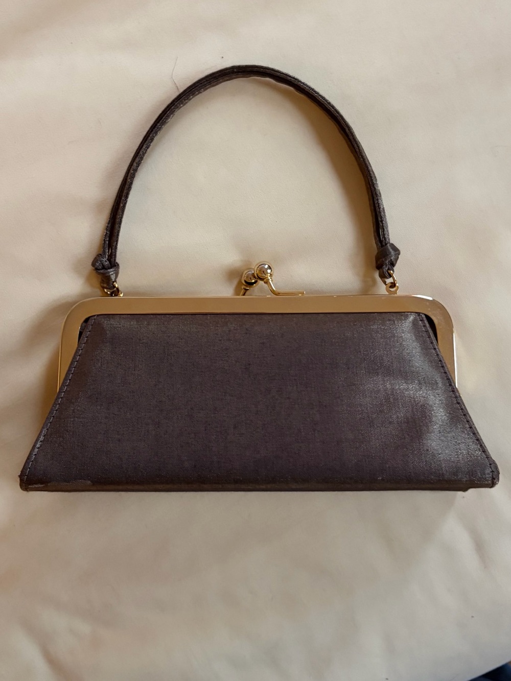 Elegant Satin Frame-Top Vintage Bag